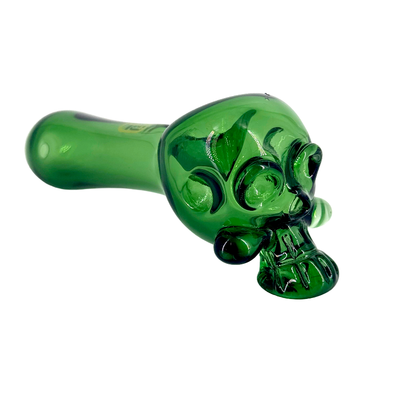 Pipa Calavera Transparente Verde Tj Glass